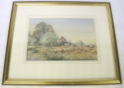 Wiggs Kinnaird (1875-1915), waterclour, 'Harvesting'. Signed lowert right. Framed and glazed.