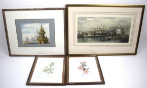 Four pictures of botanical and architectural images.