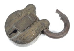 A large 19th century Chubb brass padlock. Marked '326553'& 10? Victoria St, St. Pauls...