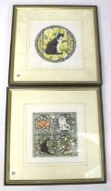 Joanne E Richardson - two signed limited edition cat prints. Numbered 100/500 & 101/500.