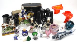 Assorted collectables, including glass scent bottles, a pair of Welmy binoculars,