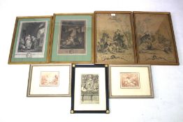 Seven assorted 19th and 20th century engravings.