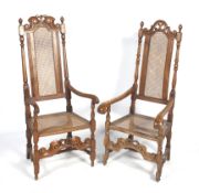 Two similar Victorian high back armchairs.