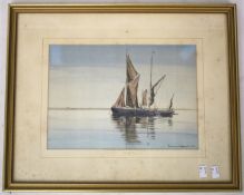 Desmond Winsett, watercolour, 'Thames sailing barge'. Signed and dated 1981 bottom right.
