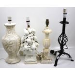 Four assorted table lamps.