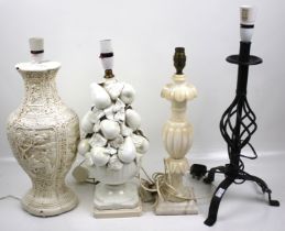 Four assorted table lamps.