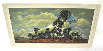 William Ball, British 20th century, oil on board, 'March Winds'. Signed lower right. Framed.