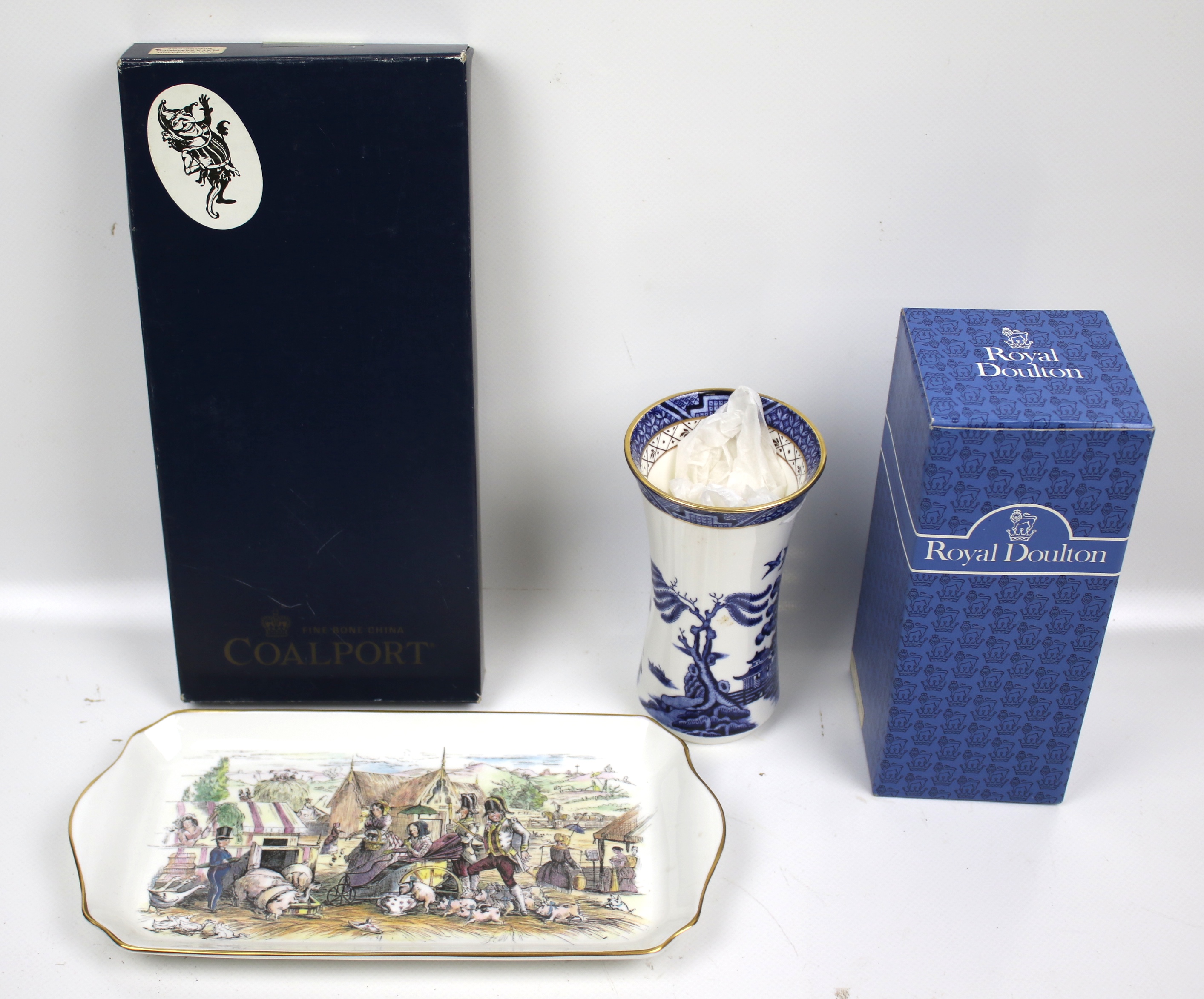 A collection of assorted blue and white china items. Including Royal Doulton and Coalport. - Image 2 of 2