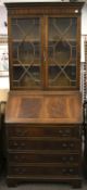 An Edwardian style Astral glazed bureau display cabinet.