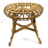 A Franko Albini mid-century bamboo stool. Of circular form, raised on four legs.