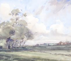 C Law Adam (20th century), watercolour, a rolling landscape.