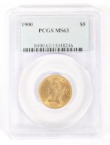 USA 1900 gold 5 dollar coin,