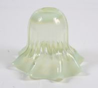 An Art Nouveau style Vaseline glass yellow tiny flared light shade,