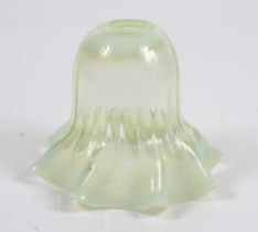 An Art Nouveau style Vaseline glass yellow tiny flared light shade,