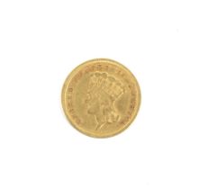 A rare USA 1854 gold 3 dollar coin, weight 4.9 grams.