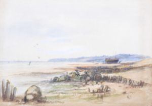 Late 19th century English School, watercolour, 'Hesken Point' Cornwall, 22.5cm x 31.