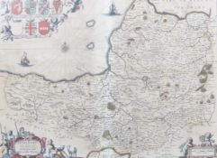 A circa 1636 map of Somerset by Henricus Hondius and Jan Jansson.