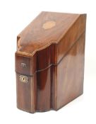 A Georgian inlaid mahogany knife box.