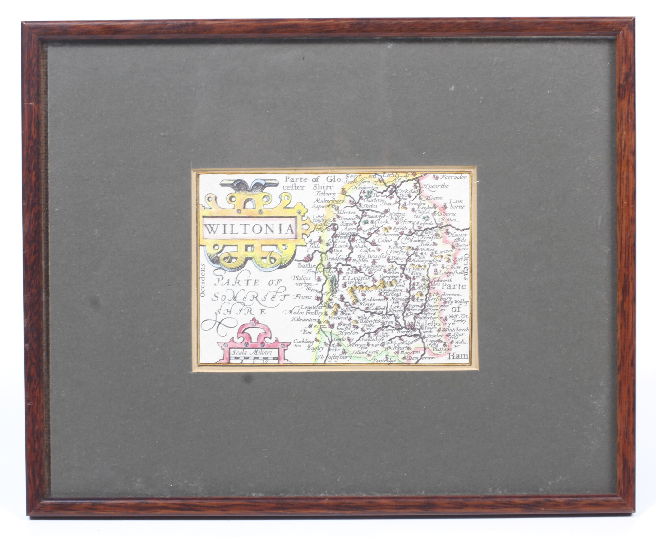 A Georgian engraved and hand coloured map of 'Wiltonia'. 8.5cm x 12.5cm. - Image 2 of 2