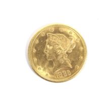 USA 1886 (S) gold 10 dollar coin, weight 16.8 grams.