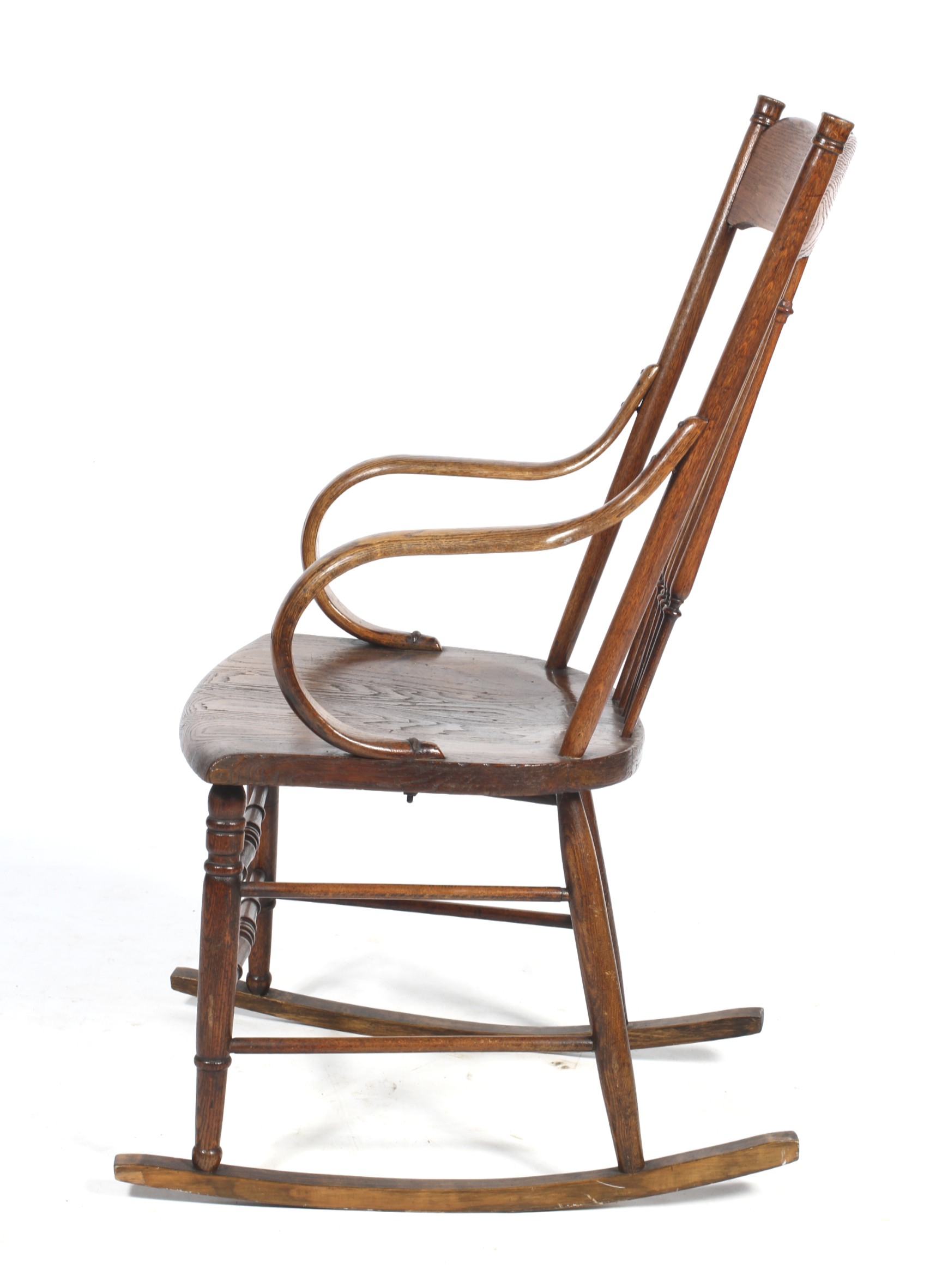 A circa 1900 American oak rocking chair. - Image 2 of 2