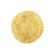 France, Charles V, 1 franc a pied gold coin, undated. Lightly creased, weight 3.8 grams.