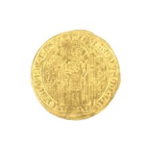 France, Charles V, 1 franc a pied gold coin, undated. Lightly creased, weight 3.8 grams.