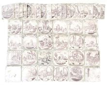 A collection of forty-five 18th century Delft tiles.