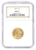 USA 1895 gold 5 dollar coin,