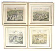 After Johannes Kip (circa 1710), a set of four hand coloured topographical engravings.