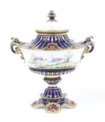 A circa 1900 Royal Crown Derby pedestal urn and cover.