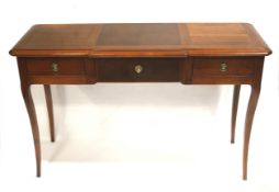 A contemporary Italian style parquetry breakfront console table with shaped legs