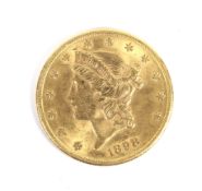 USA 1898 (S) gold 20 dollar coin, weight 33.