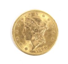 USA 1898 (S) gold 20 dollar coin, weight 33.