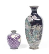 Two late 19th/early 20th century Japanese enamel vases.