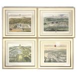 After Johannes Kip (circa 1710), a set of four hand coloured topographical engravings.