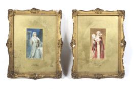 R Sauber, 19th century, a pair of watercolour and gouache paintings of actresses.