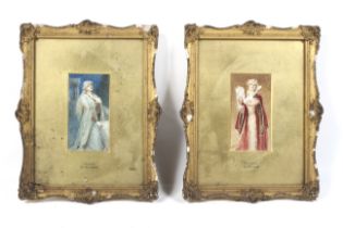 R Sauber, 19th century, a pair of watercolour and gouache paintings of actresses.