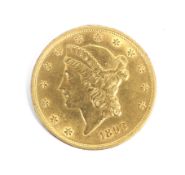 USA 1893 gold 20 dollar coin, weight 33.4 grams.