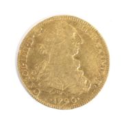 A rare Mexico 1790 FM 8 escudos coin,