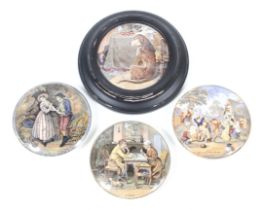 Four Victorian Pratt-ware pot-lids.