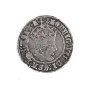 A Henry VIII groat coin with portrait of Henry VII, mint mark Pheon.