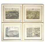After Johannes Kip (circa 1710), a set of four hand coloured topographical engravings.