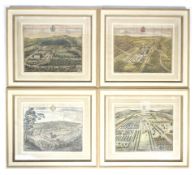 After Johannes Kip (circa 1710), a set of four hand coloured topographical engravings.