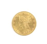 USA 1899 gold 10 dollar coin, weight 16.8 grams.