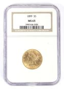 USA 1899 gold 5 dollar coin,