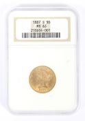 USA 1887 (S) gold 5 dollar coin,