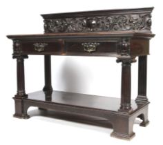 A circa 1900 mahogany sideboard/serving table of Palladian form.