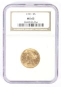 USA 1903 gold 5 dollar coin,