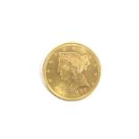 USA 1882 (S) gold 5 dollar coin, weight 8.